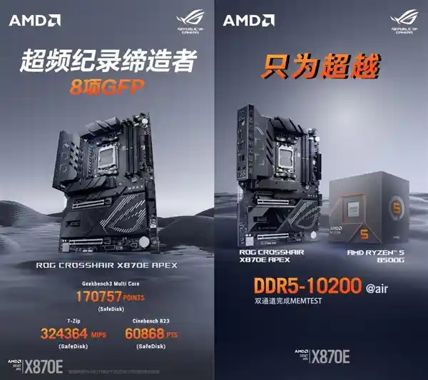 震撼登场！ROG CROSSHAIR X870E APEX即将发布DDR5-10200内存支持